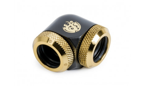 BITSPOWER CARBON BLACK/TRUE BRASS ENHANCE 90-DEGREE DUAL MULTI-LINK ADAPTER FOR OD 14MM