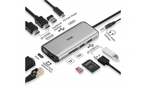 SSK SC200 7 IN 1 USB-C TO USB HUB, 4K HDMI, FAST CHARGING