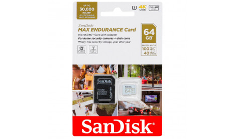 SANDISK MAX ENDURANCE MICRO SDXC MEMORY CARD - 64GB