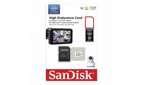 SANDISK HIGH ENDURANCE 100MBS 4K MICROSDXC - 64GB