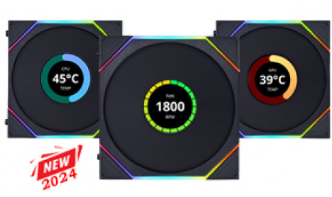 LIAN-LI UNI FAN TL LCD 120 RGB TRIPLE FAN BLACK (REVERSE)