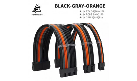 FormulaMod Sleeve Extension Cable Kit-black-gray-orange 