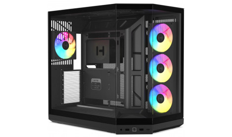 HYTE Y50 RGB DUAL CHAMBER ATX MID TOWER GAMING PC CASE - PITCH BLACK