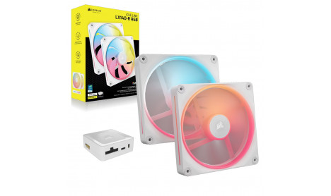CORSAIR ICUE LINK LX120-R RGB PWM REVERSE FANS STARTER KIT 120MM WHITE - DUAL PACK CORSAIR ICUE LINK LX120-R RGB PWM REVERSE FANS STARTER KIT 120MM WHITE - DUAL PACK