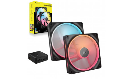 CORSAIR ICUE LINK LX120-R RGB PWM REVERSE FANS STARTER KIT 120MM  BLACK - DUAL PACK