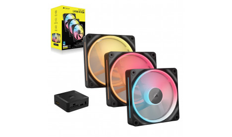 CORSAIR ICUE LINK LX120-R RGB PWM REVERSE FANS STARTER KIT 120MM  BLACK - TRIPLE PACK