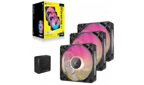 CORSAIR ICUE LINK RX120 MAX RGB 120MM PWM THICK FANS STARTER KIT - BLACK