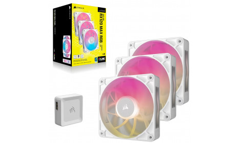 CORSAIR ICUE LINK RX120 MAX RGB 120MM PWM THICK FANS STARTER KIT - WHITE CORSAIR ICUE LINK RX120 MAX RGB 120MM PWM THICK FANS STARTER KIT - WHITE