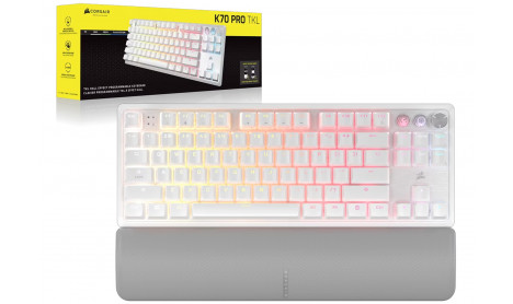CORSAIR K70 PRO TKL GAMING KEYBOARD WITH RAPID TRIGGER ABS DOUBLE-SHOT KEYCAPS - WHITE