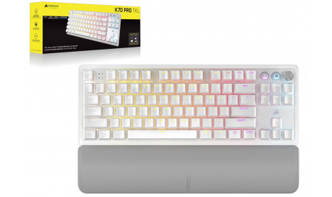 CORSAIR K70 PRO TKL GAMING KEYBOARD WITH RAPID TRIGGER PBT DOUBLE-SHOT KEYCAPS - WHITE CORSAIR K70 PRO TKL GAMING KEYBOARD WITH RAPID TRIGGER PBT DOUBLE-SHOT KEYCAPS - WHITE