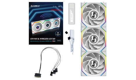 LIAN LI UNI FAN SL WIRELESS LCD 120 RGB TRIPLE PACK WHITE - REVERSE