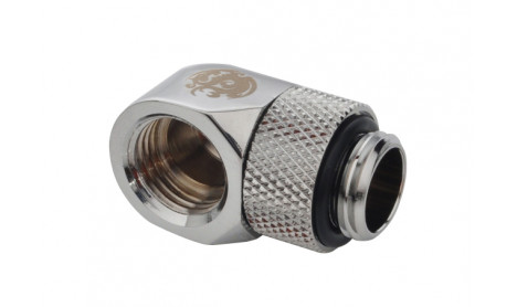 BITSPOWER G1/4" SILVER SHINING ROTARY 90-DEGREE IG1/4" EXTENDER