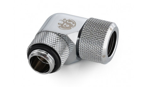 BITSPOWER SILVER‑SHINING ADVANCED 90° ROTARY G1/4″ MULTI‑LINK ADAPTER (12 MM OD)