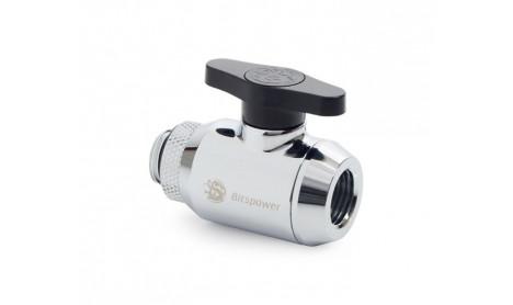 BITSPOWER SILVER SHINING MINI VALVE ROTARY G1/4"& INNER G14"WITH BLACK HANDLE