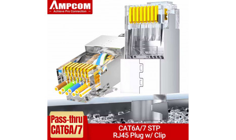 AMPCOM CAT7 RJ45 CONNECTOR CAT 6A AND CAT 7 NETWORK CABLE SILVER