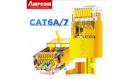 AMPCOM CAT7 RJ45 CONNECTOR CAT 6A AND CAT 7 NETWORK CABLE GOLD