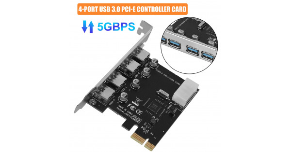 4-PORT USB 3.0 PCI-E CONTROLLER CARD, SUPER FAST 5GBPS