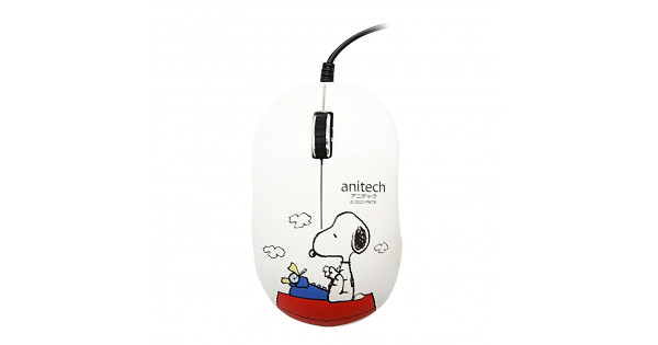 ANITECH WIRED MOUSE SNOOPY WHITE