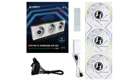 LIAN-LI UNI FAN TL WIRELESS LCD 120 RGB TRIPLE FAN WHITE (REVERSE)