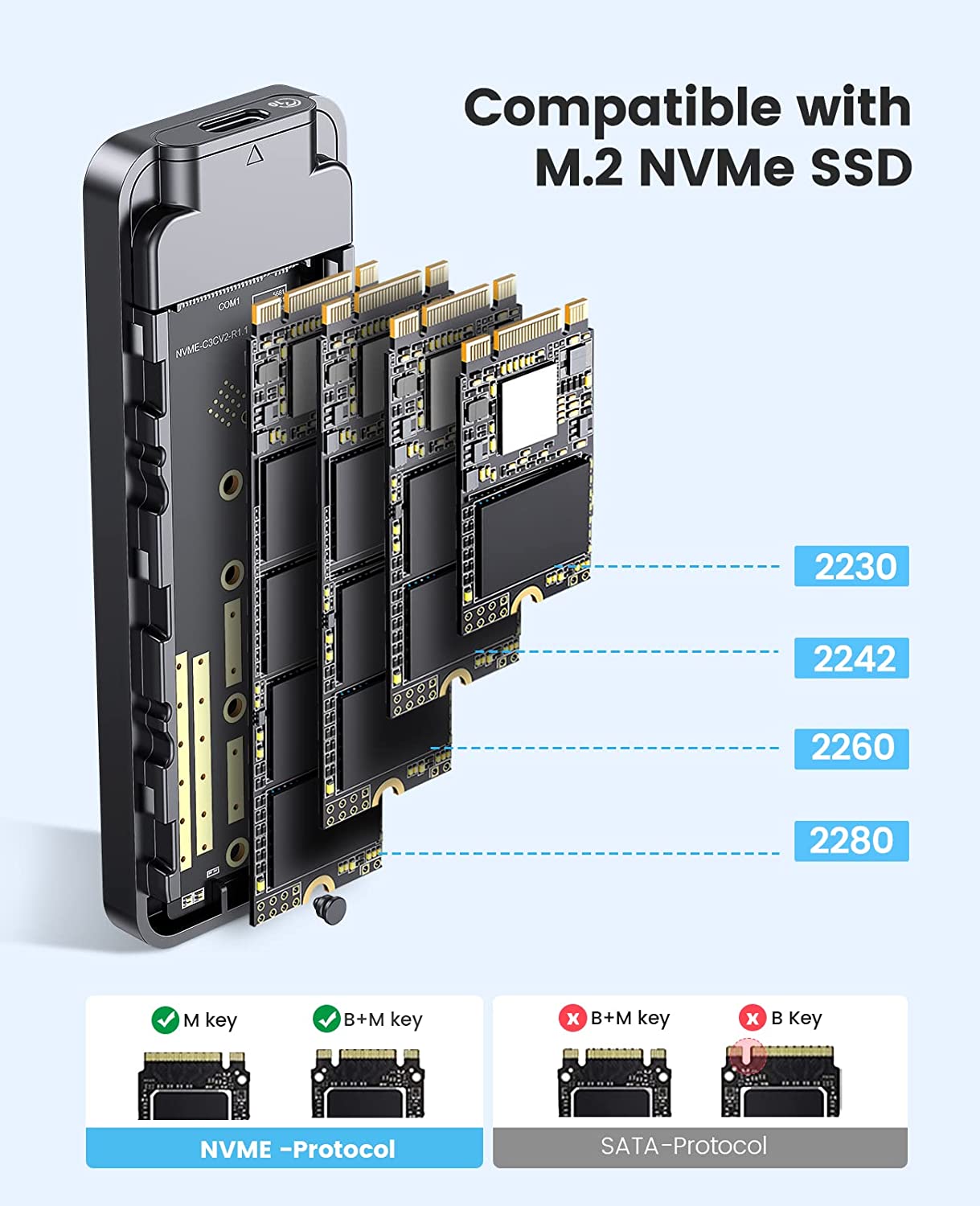 ORICO M.2 NVME SSD ENCLOSURE USB3.1, TYPE-C HM2-G2