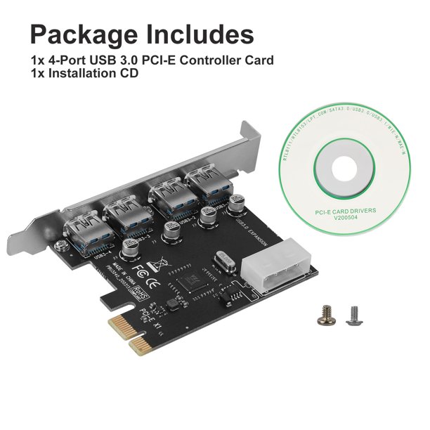 4-PORT USB 3.0 PCI-E CONTROLLER CARD, SUPER FAST 5GBPS